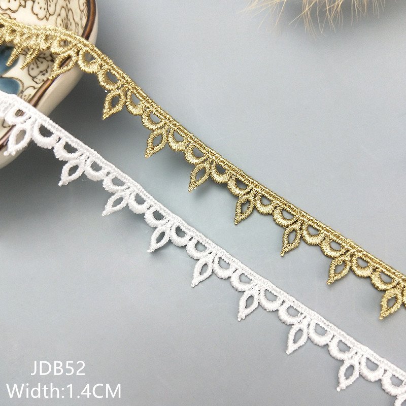 factory directly custom 3cm embroidery guipure gold lace trim sewing lace ribbon for wedding dresses clothing accessories JDB41