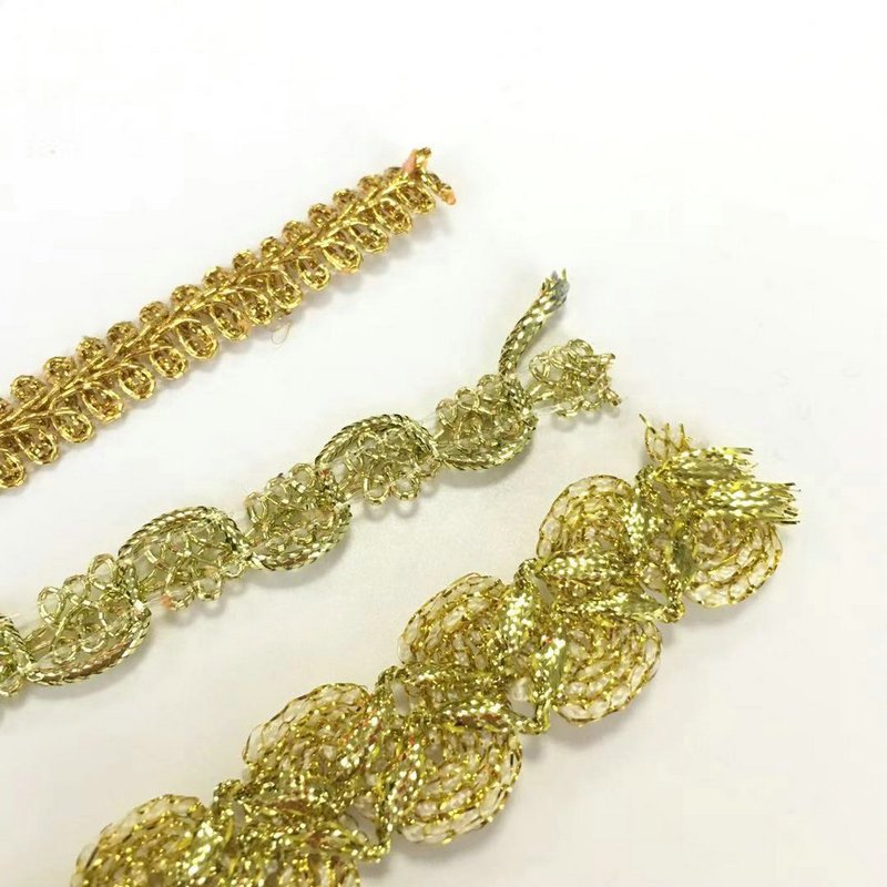 wholesale Gold Silver sequined lace with metallic yard crown shape Braided Lace Trim