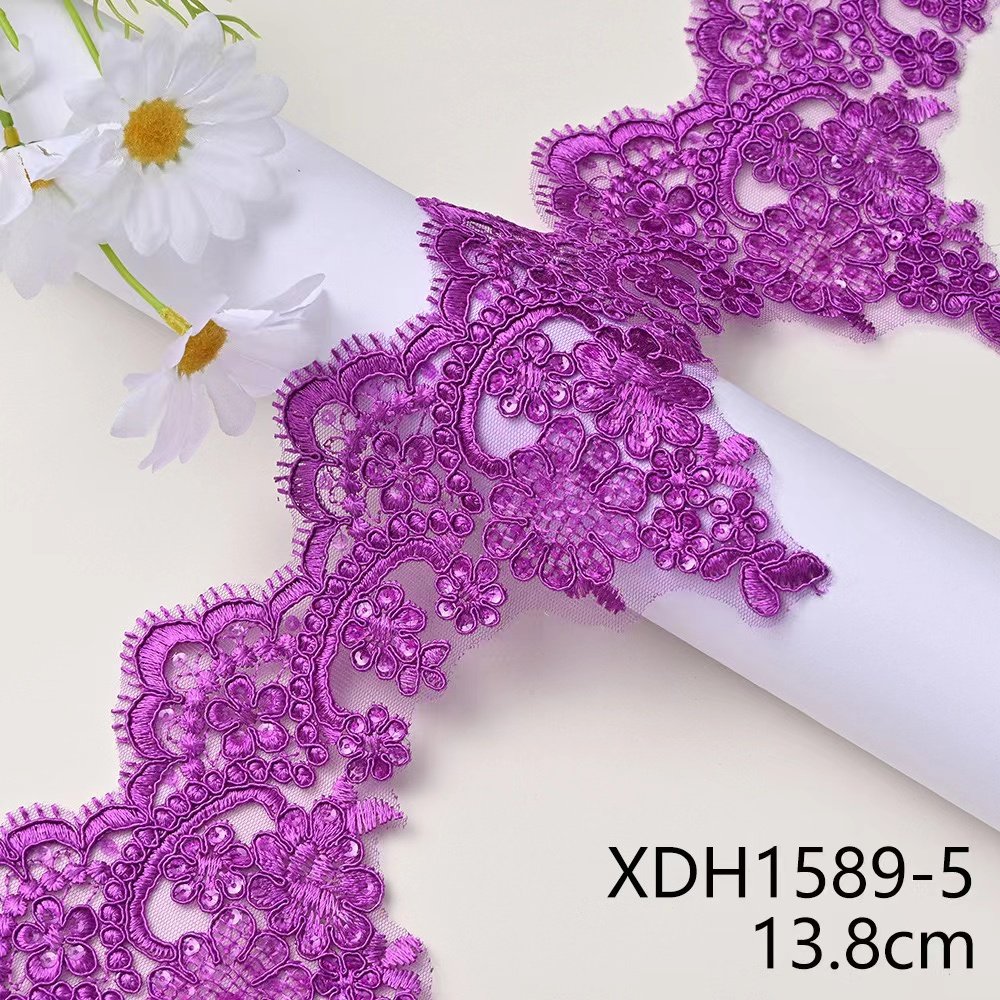 14cm White French Style Sewing Bead Lace Trim Handmade Decorative Embroidery Lace Trim