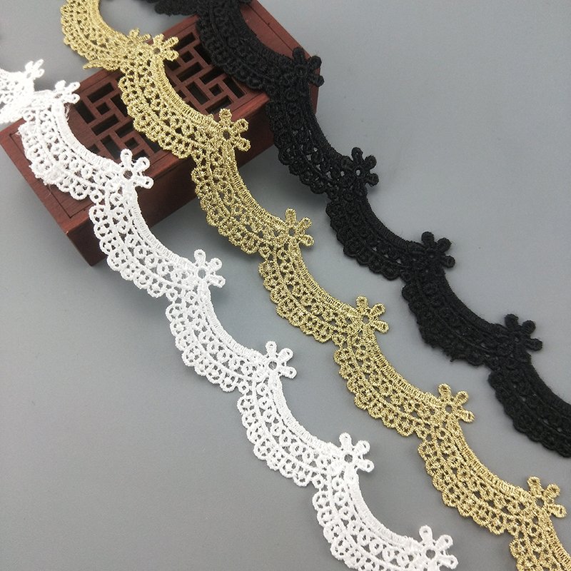 factory directly 2cm polyester sew embroidery Lace Trim flower guipure ribbon JDB11 for Wedding dress clothing DIY decoration