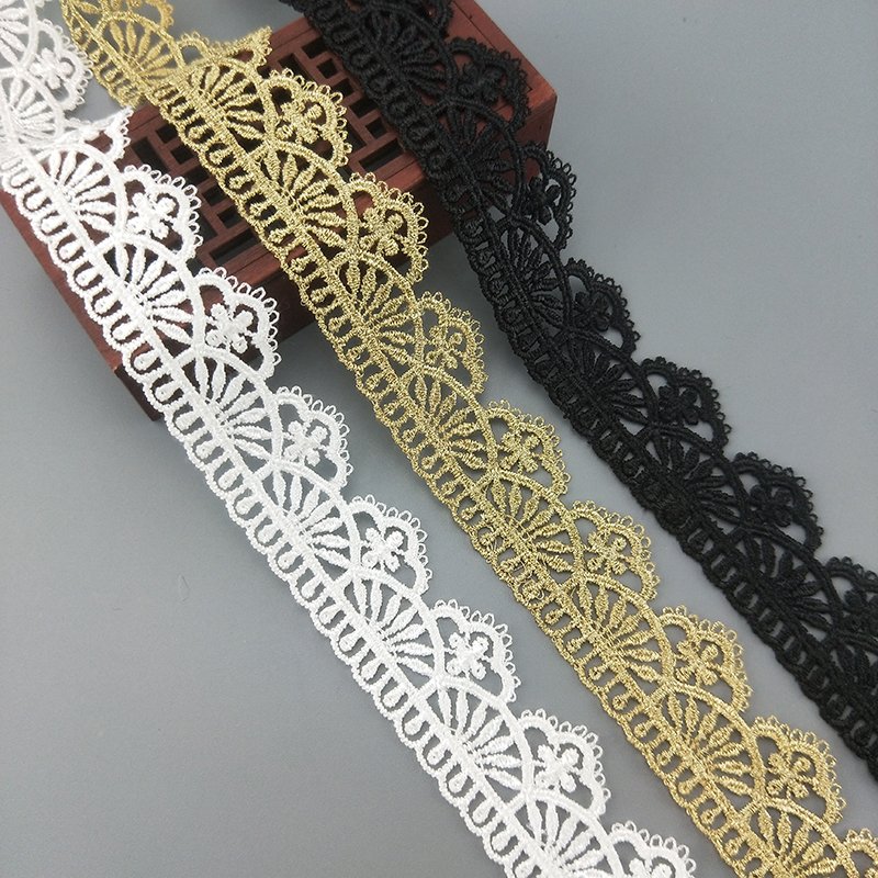 factory directly 2cm polyester sew embroidery Lace Trim flower guipure ribbon JDB11 for Wedding dress clothing DIY decoration