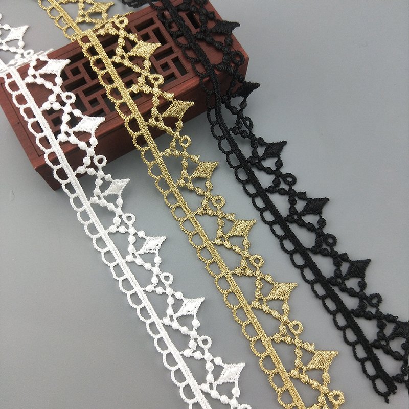 factory directly 2cm polyester sew embroidery Lace Trim flower guipure ribbon JDB11 for Wedding dress clothing DIY decoration