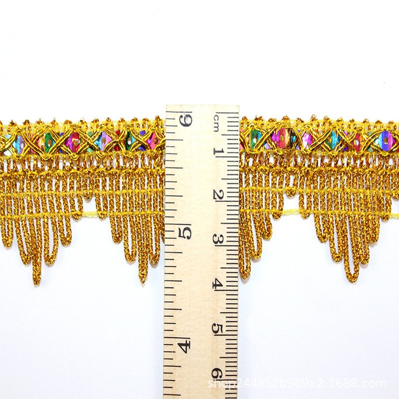 Hot Sale Gold And Silver border lace trim Tassel Fringe Trim Gold Lace Trim