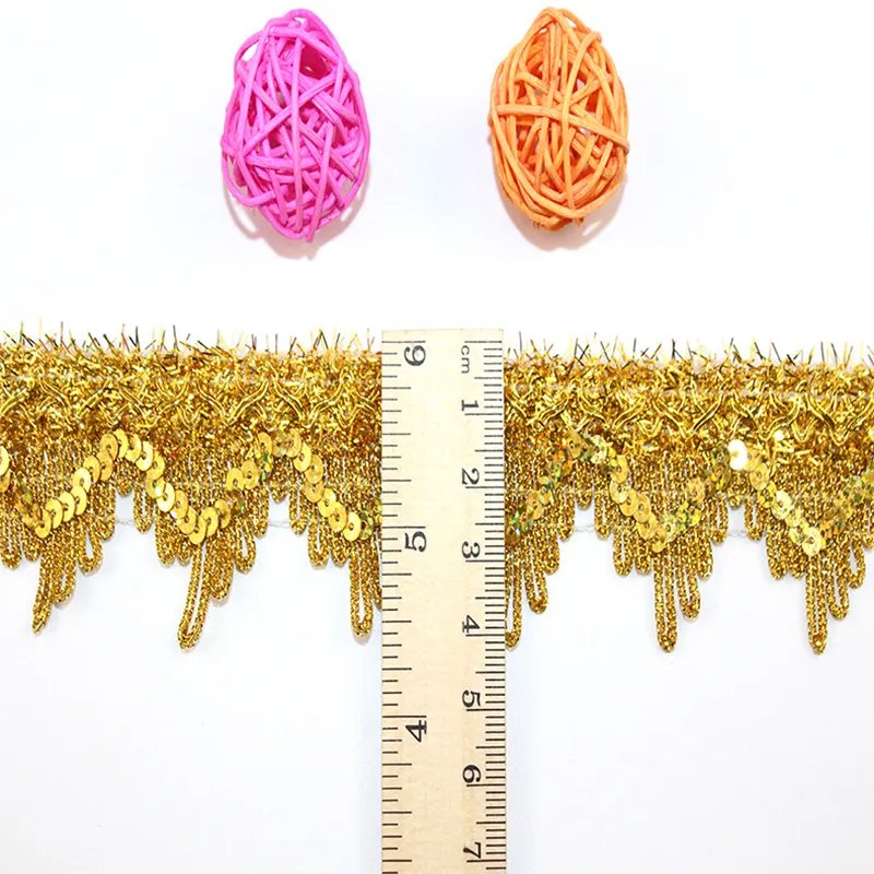 Hot Sale Gold And Silver border lace trim Tassel Fringe Trim Gold Lace Trim