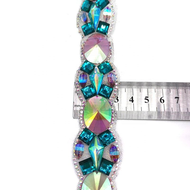 customized iron on colorful oval resin appliques and trimming hot fox or glue on for carnival costume,dance or performance dress