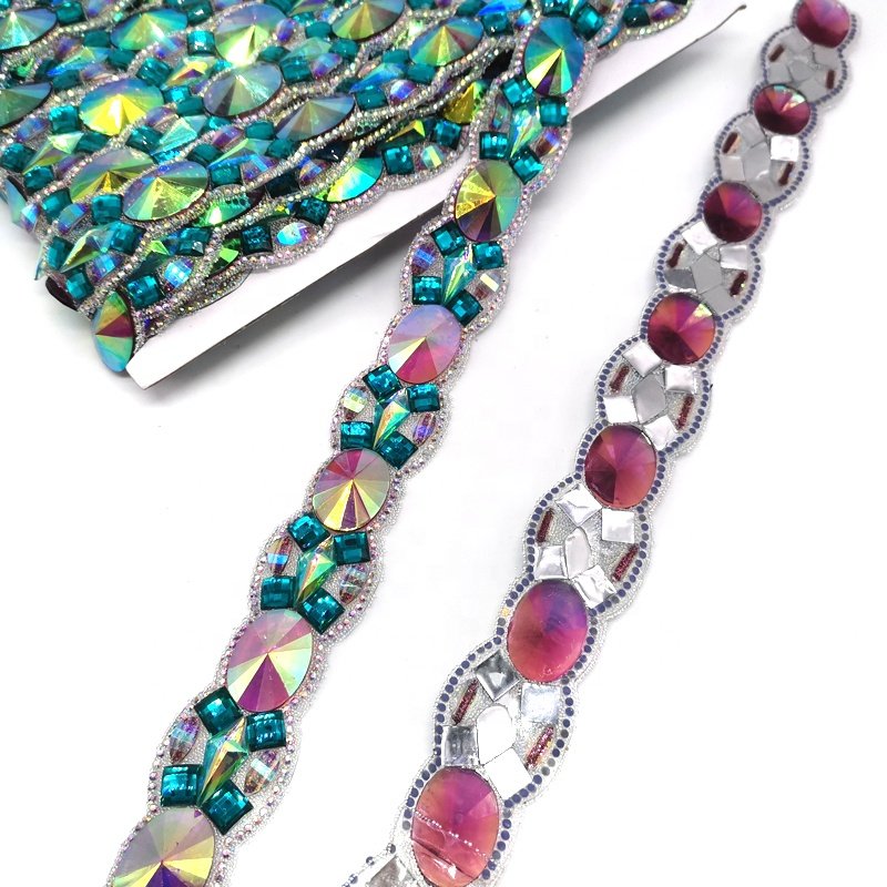 customized iron on colorful oval resin appliques and trimming hot fox or glue on for carnival costume,dance or performance dress
