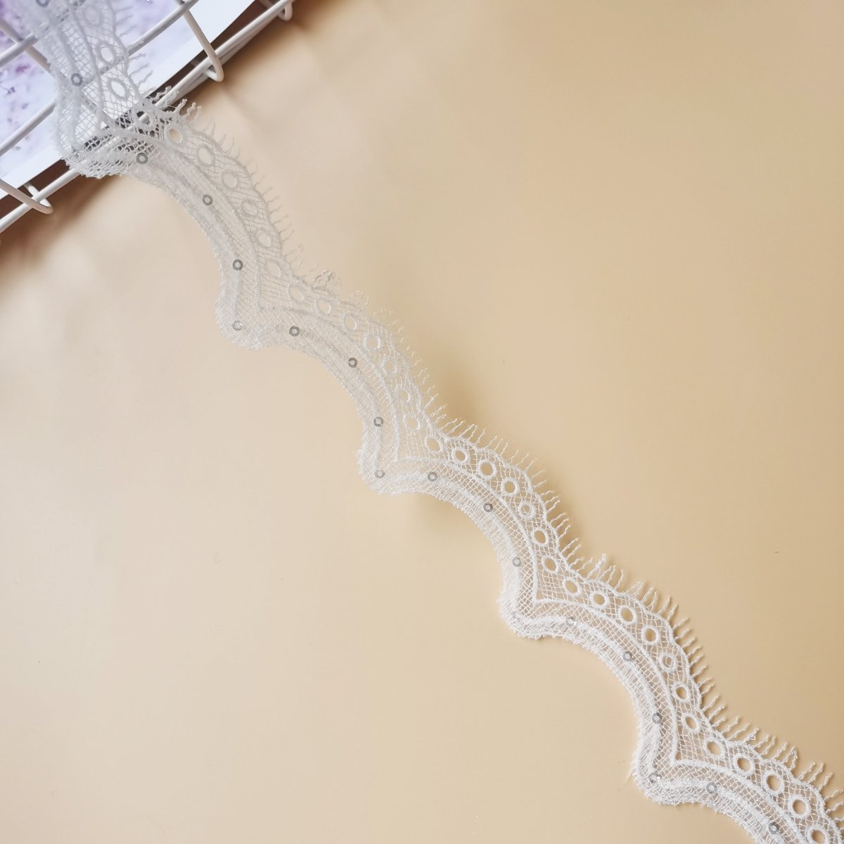 White Sequin Lace Trimming Embroidery Chantilly Lace Trim Brown Embroidery Organza Lace Trim