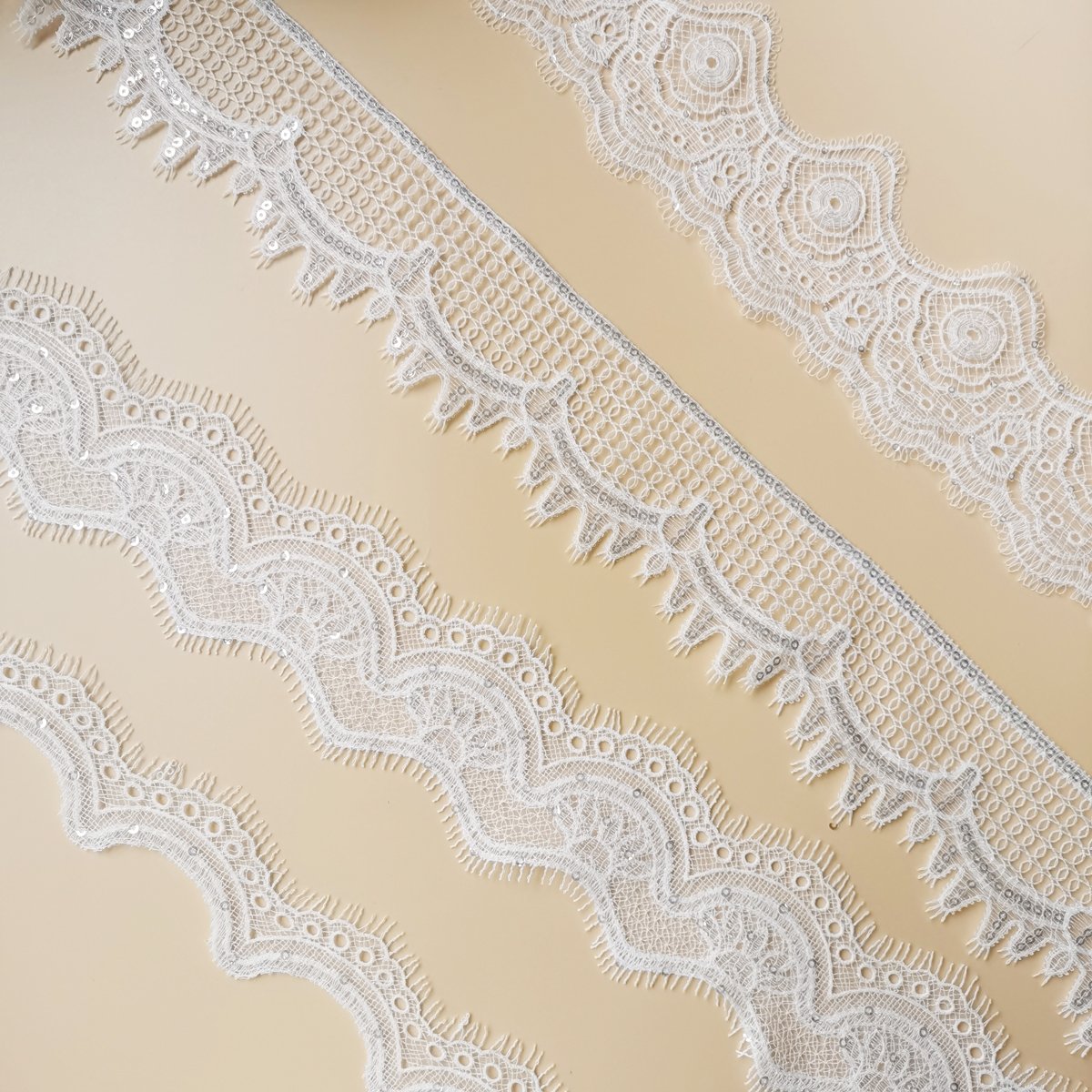 White Sequin Lace Trimming Embroidery Chantilly Lace Trim Brown Embroidery Organza Lace Trim