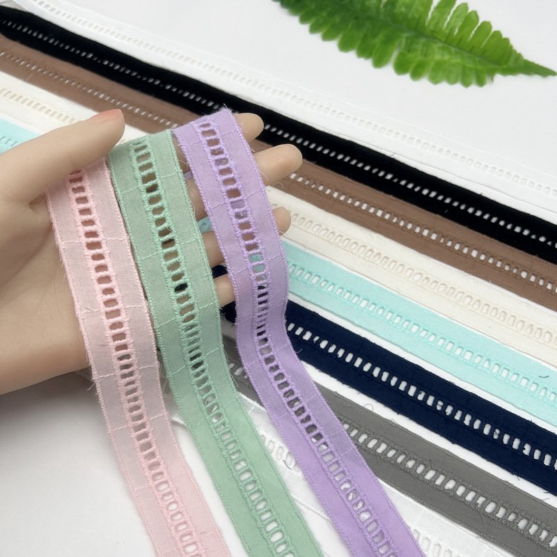Factory Wholesale 2.5 cm Wide Embroidered Cotton Trimming Lace Colorful Stair Pattern Design Lace Trim For DIYIY