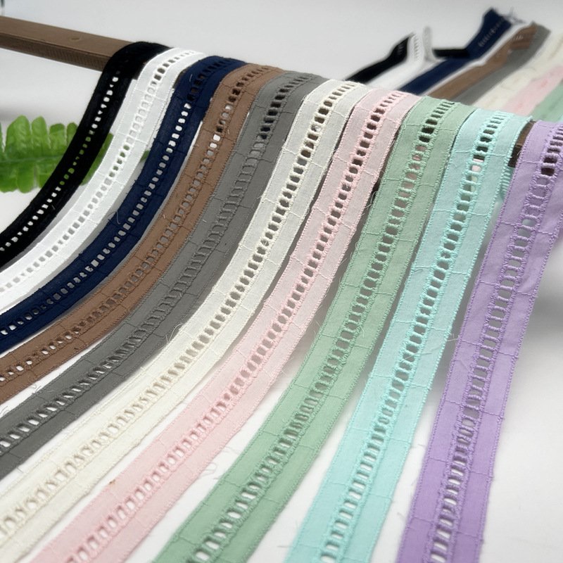 Factory Wholesale 2.5 cm Wide Embroidered Cotton Trimming Lace Colorful Stair Pattern Design Lace Trim For DIYIY