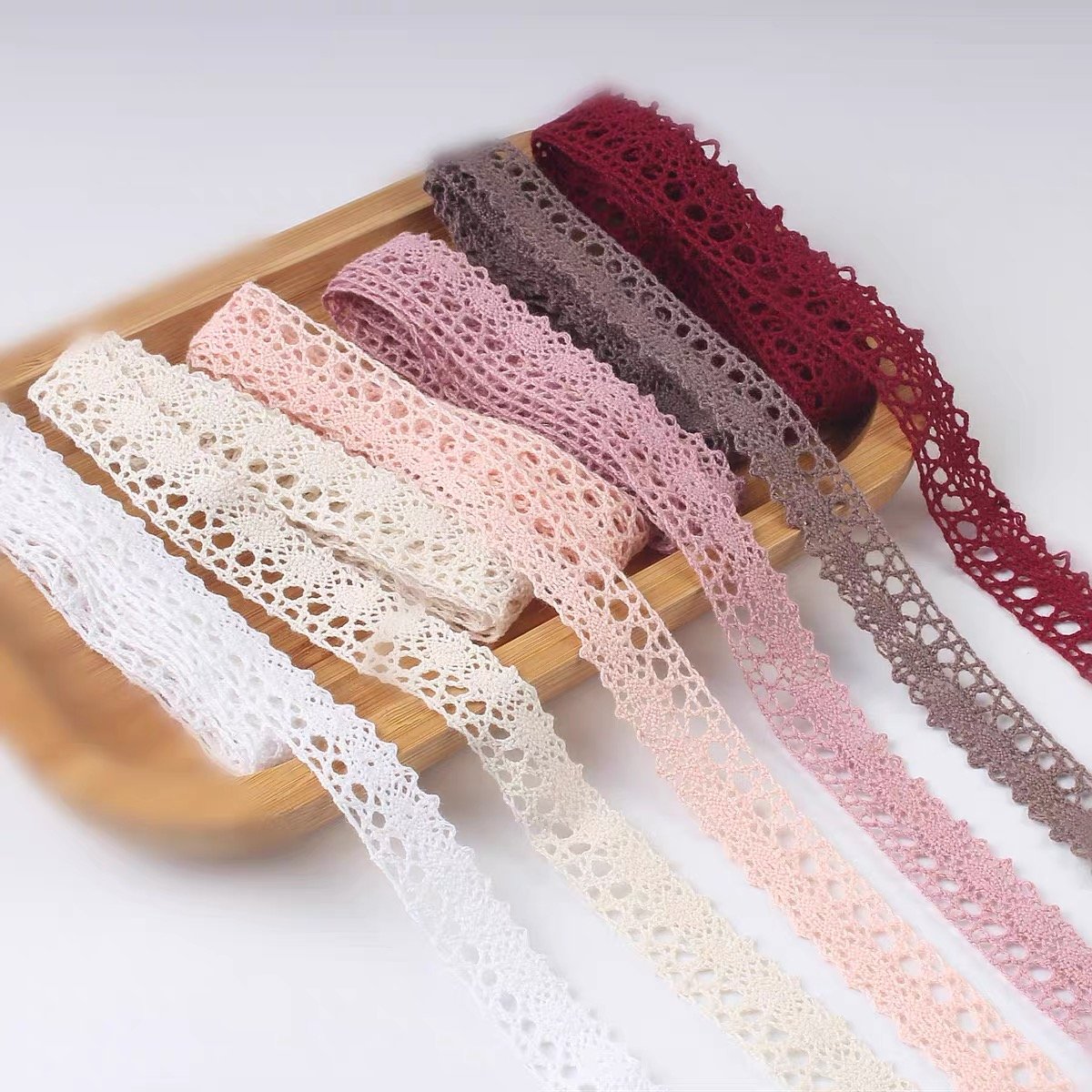Best-selling wholesale price 1CM cotton custom color budding lace edging clothing trim accessories