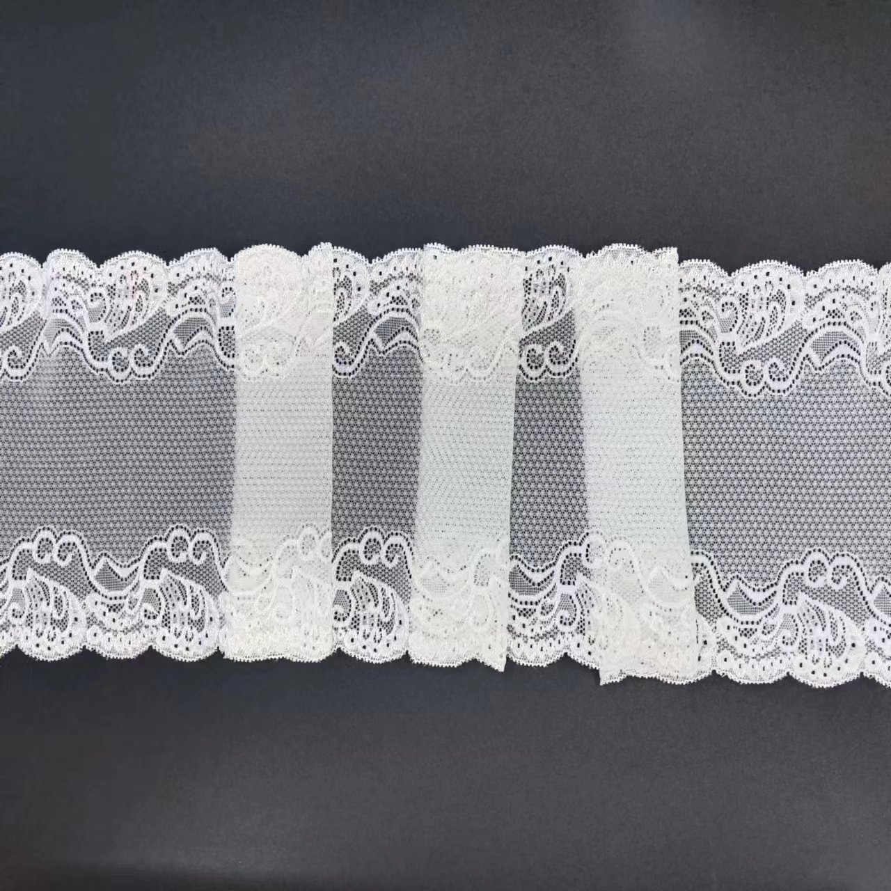 18 cm Custom Elastic Voile Nylon Spandex Lace Fabric Flower Ribbon Lace Trim for Garment Accessories