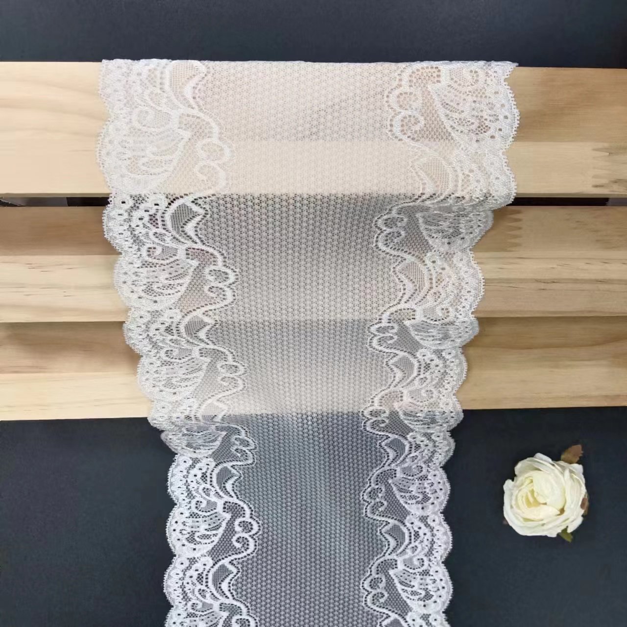 18 cm Custom Elastic Voile Nylon Spandex Lace Fabric Flower Ribbon Lace Trim for Garment Accessories