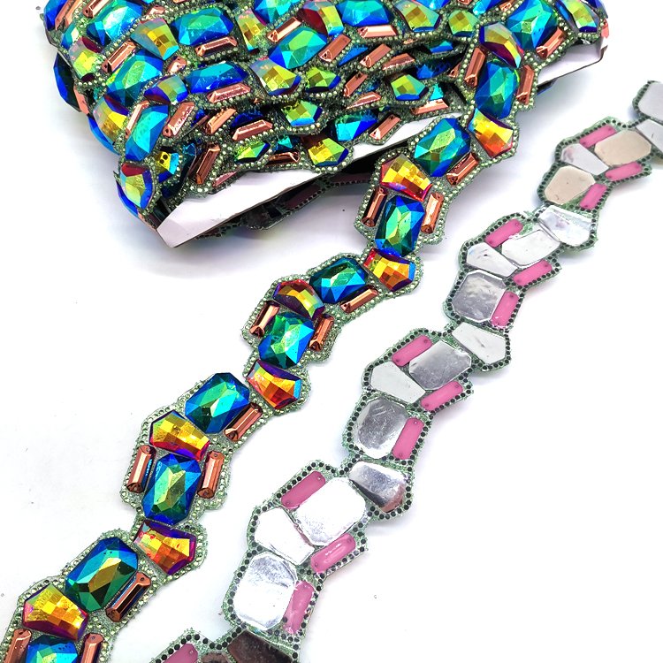 2025 Iron on Resin Rhinestone Appliques Trimming Direct from Factory Sale for Carnival Costumes Samba Shoes and Bags