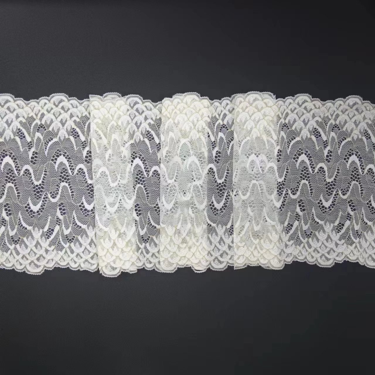 Elegant 18 cm Voile White Nylon Spandex Lace Trim Floral Knitted Fashion Tulle Elastic Lace Fabric for Women's Underwear