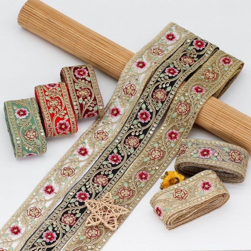Multicolor Florist Embroidery Ribbon Lace Trim Ethnic Sew Accessory Ribbon