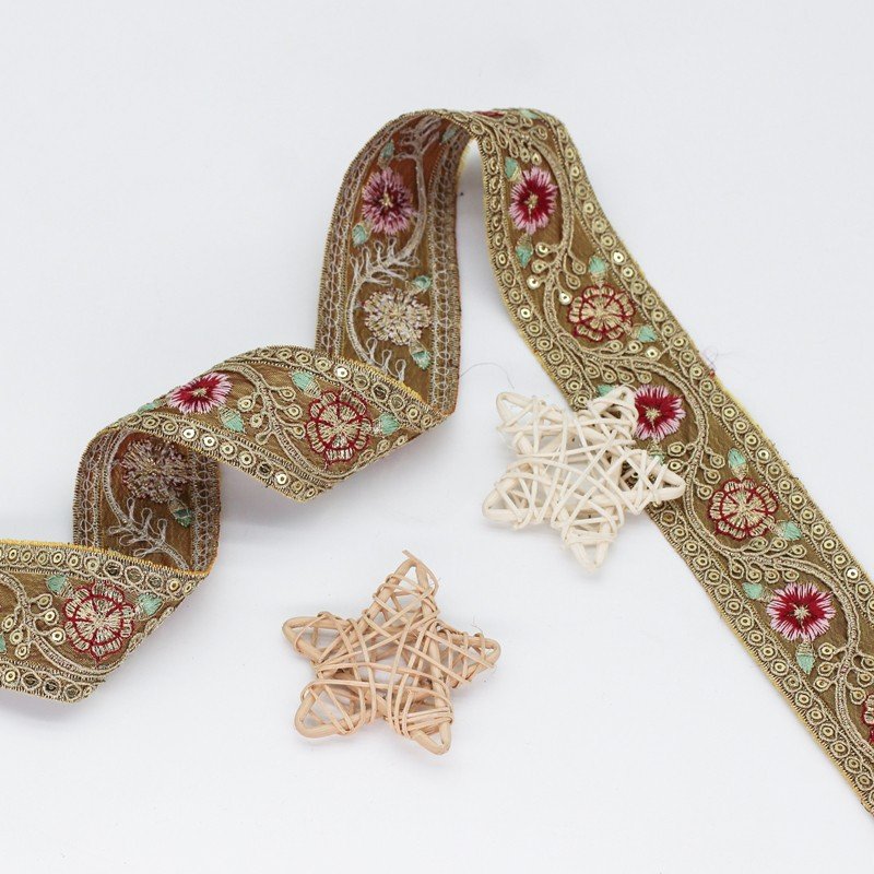 Multicolor Florist Embroidery Ribbon Lace Trim Ethnic Sew Accessory Ribbon