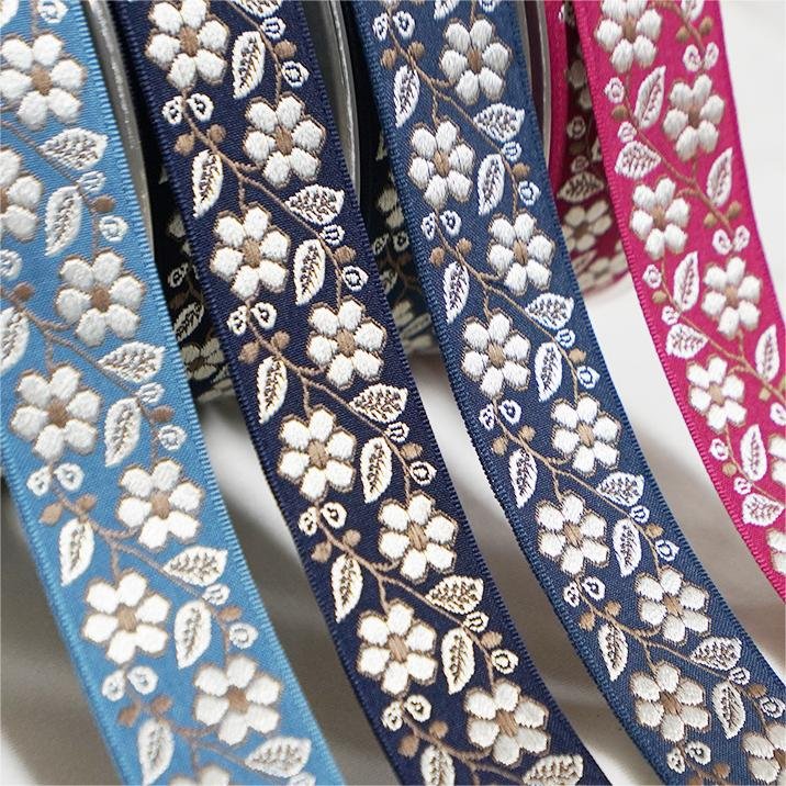 width 1.4 inch Silk embroidery jacquard Lace Trimming flowers Lace ribbon for Butterfly Knot curtain dress