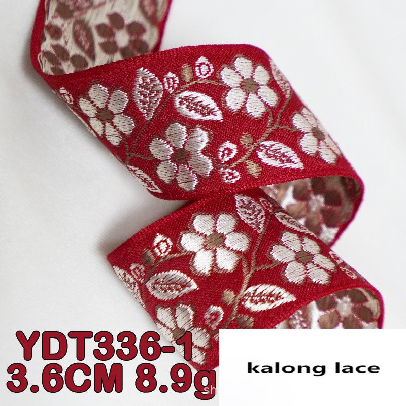 width 1.4 inch Silk embroidery jacquard Lace Trimming flowers Lace ribbon for Butterfly Knot curtain dress