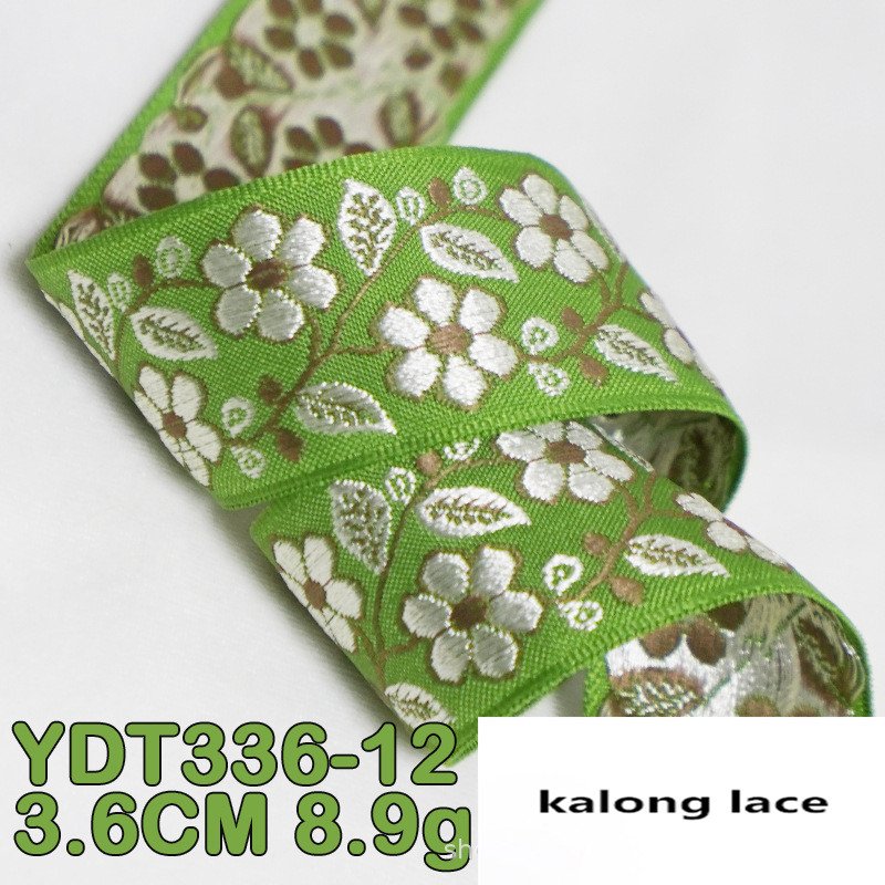 width 1.4 inch Silk embroidery jacquard Lace Trimming flowers Lace ribbon for Butterfly Knot curtain dress