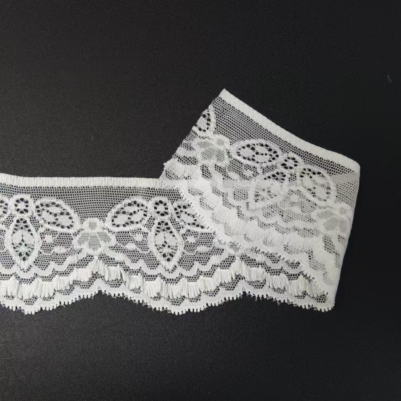 Elegant Floral Voile 5.5 cm Elastic Nylon Spandex Tulle Border Lace Trim for Underwear & Lingerie Accessories