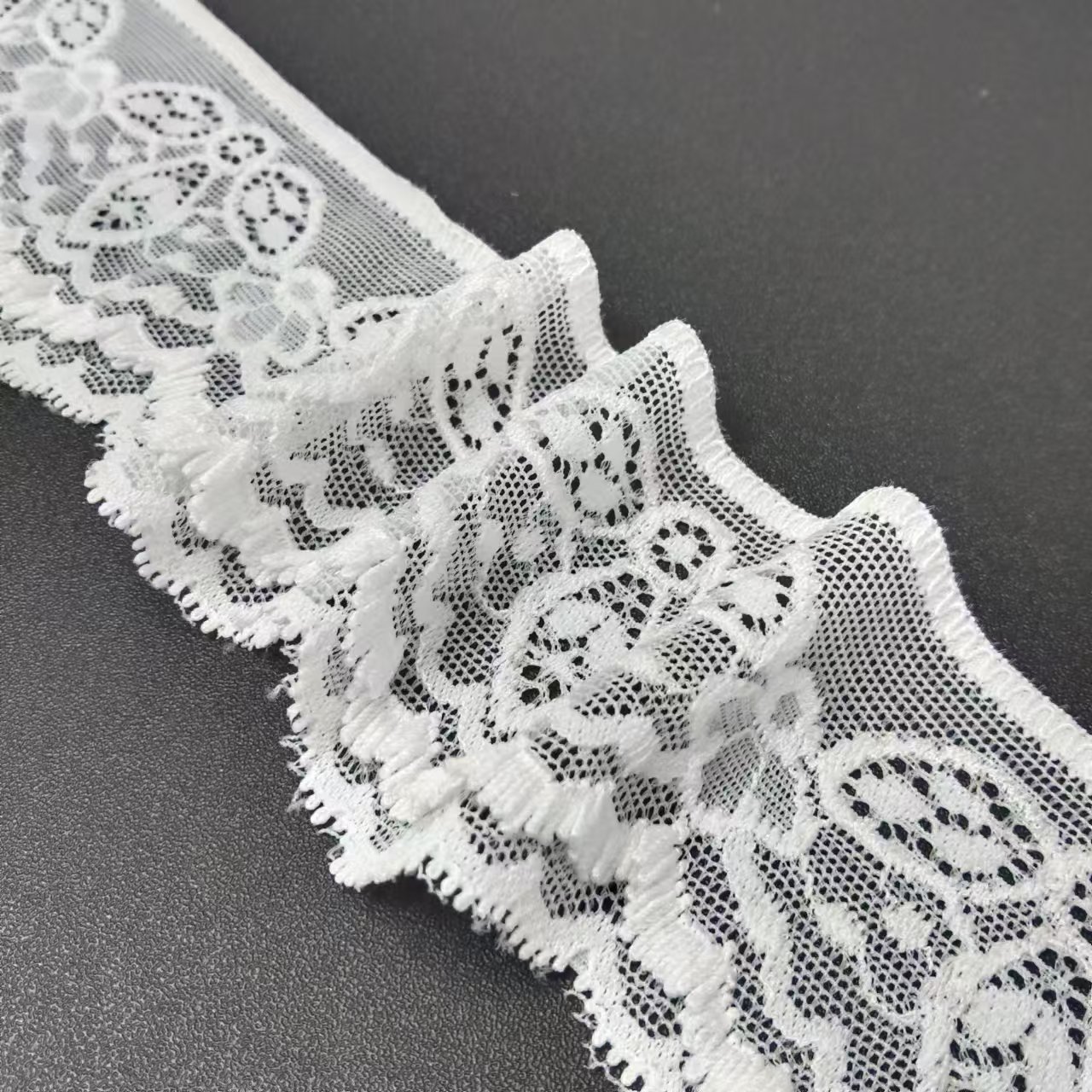 Elegant Floral Voile 5.5 cm Elastic Nylon Spandex Tulle Border Lace Trim for Underwear & Lingerie Accessories