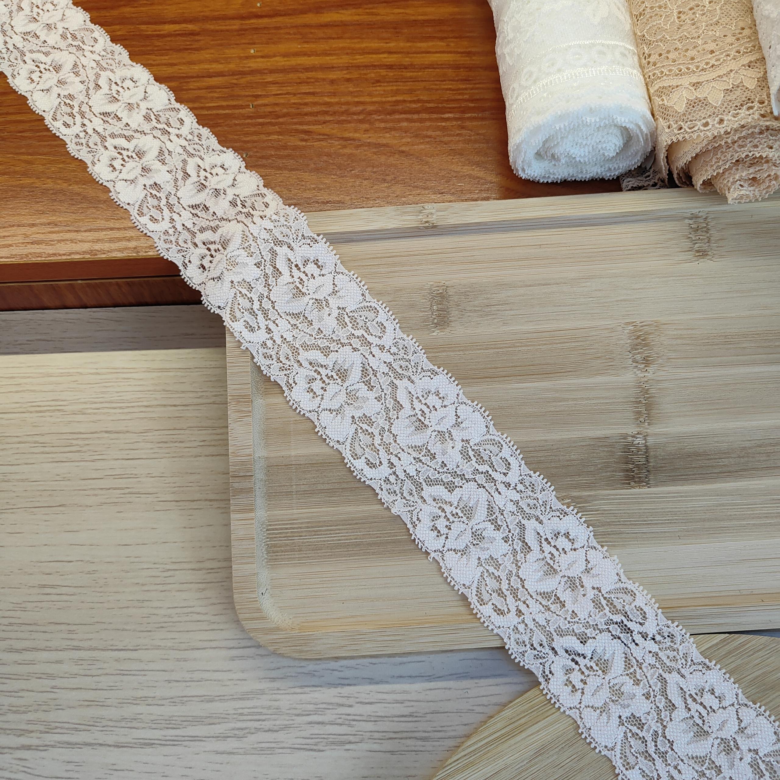 S1183 38-7 5.5cm Stretch elastic Lace Trim Floral Lace Fabric Elastic Lace Ribbons for Crafts and Gift Wrapping Decorating