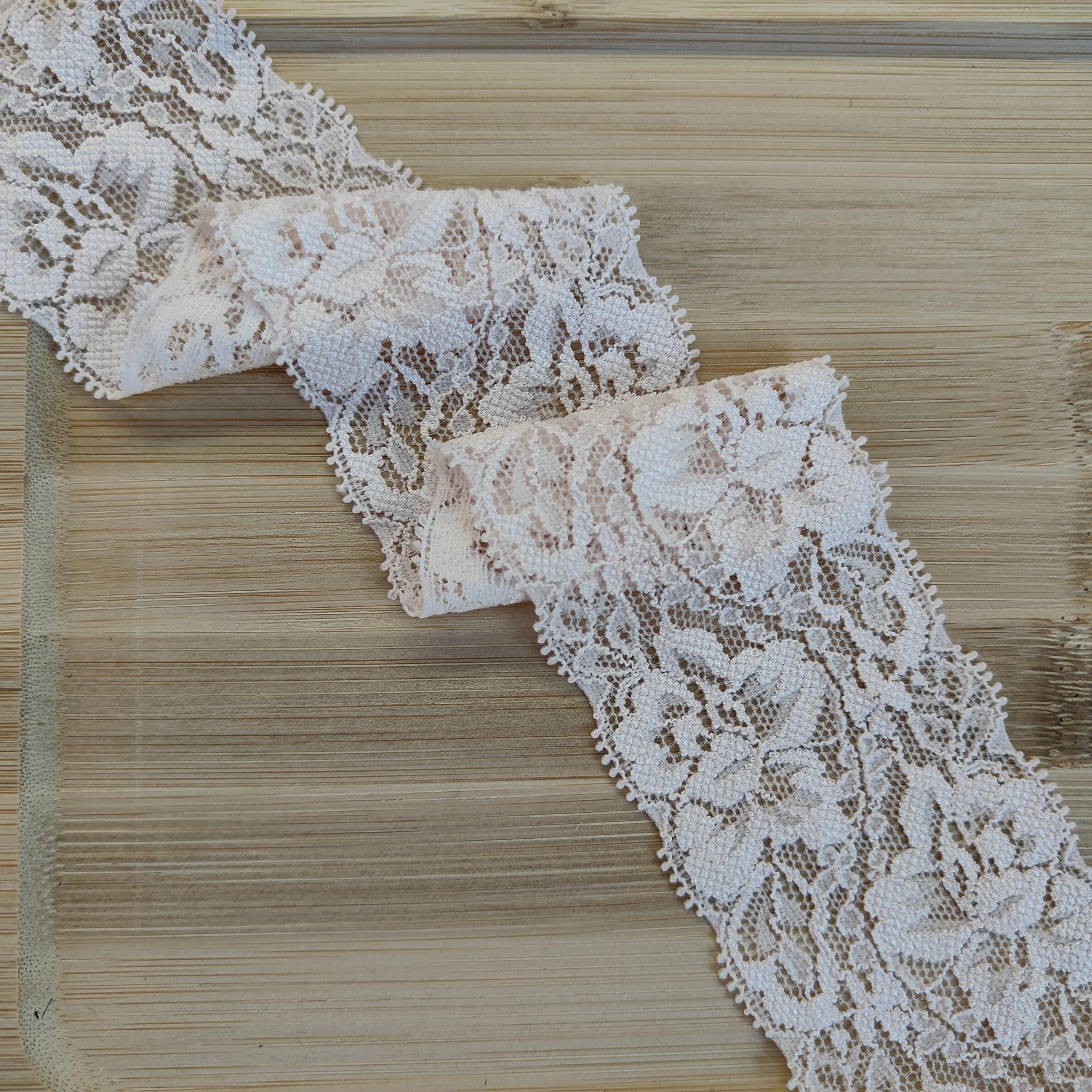 S1183 38-7 5.5cm Stretch elastic Lace Trim Floral Lace Fabric Elastic Lace Ribbons for Crafts and Gift Wrapping Decorating