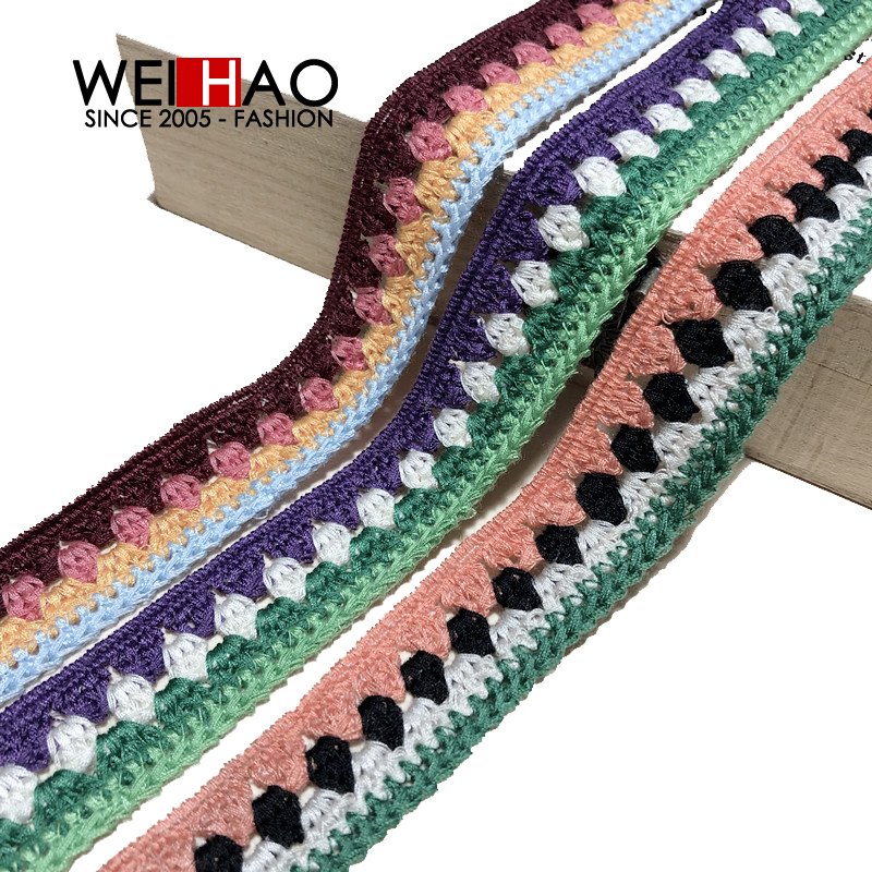 Embroidery Crochet lace trimming accessories mixture color cotton string crochet lace tape crochet cotton lace trim yard
