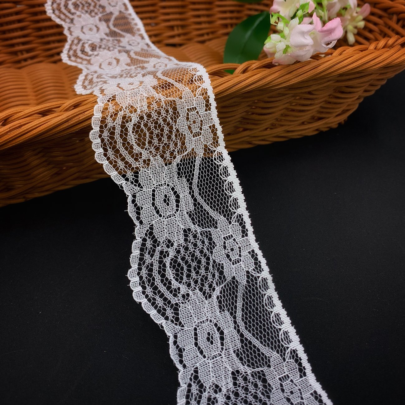 Spot Direct Sales Wholesale White Big Size Mesh Nylon Elastic Lace Trim For Panties