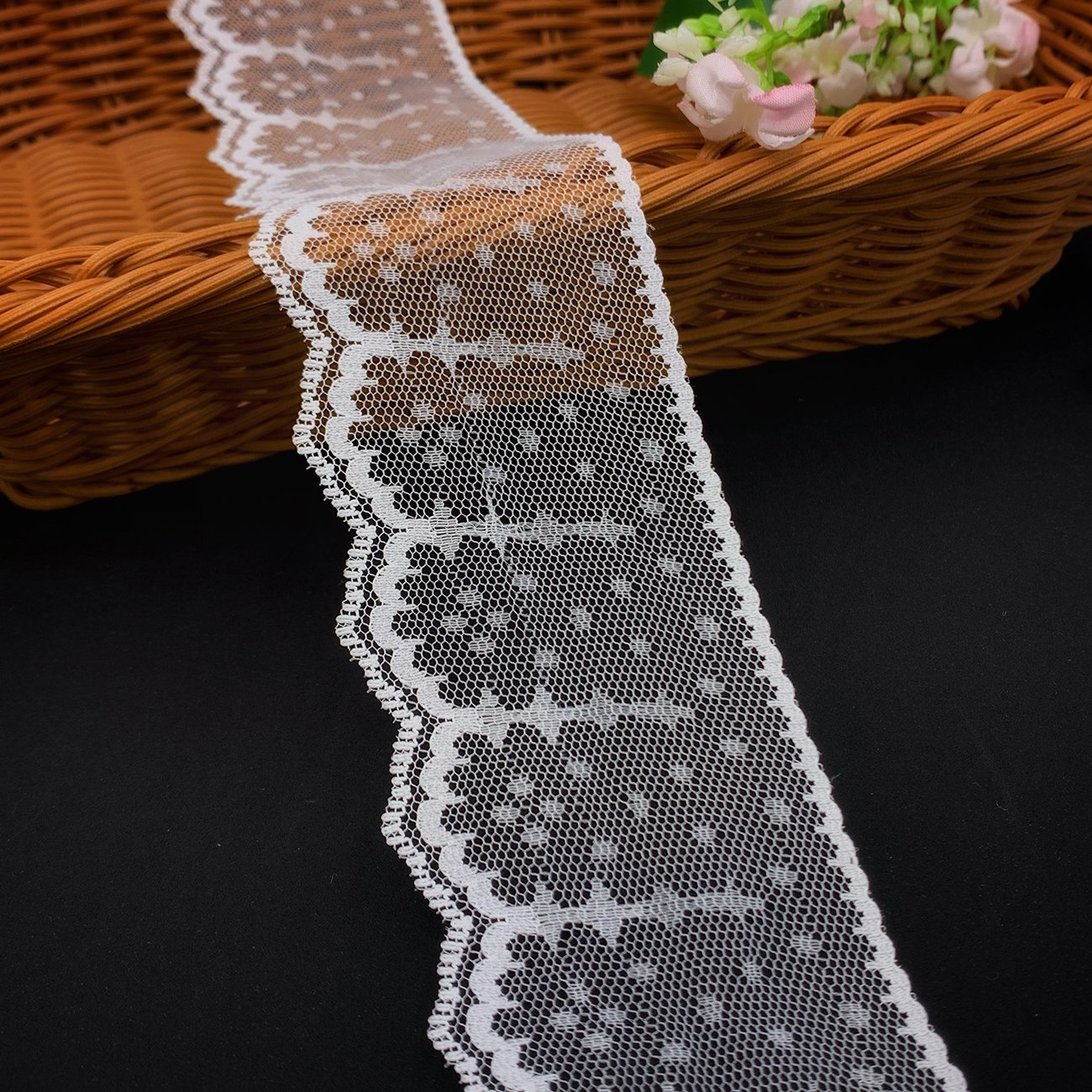Spot Direct Sales Wholesale White Big Size Mesh Nylon Elastic Lace Trim For Panties