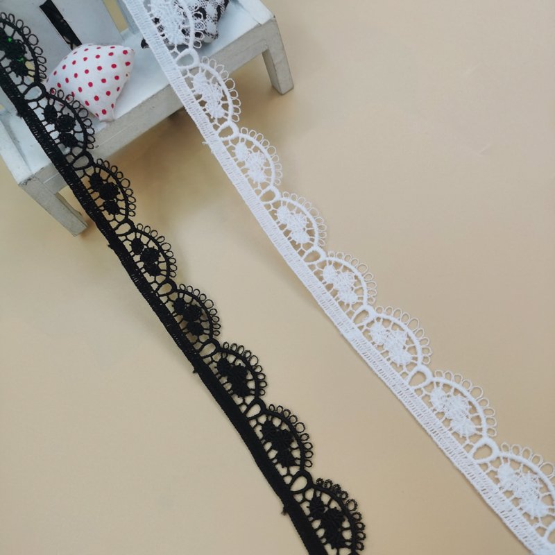 Embroidery Black Lace Ribbons Trimming White Polyester Embroidery Milk Silk Sewing Trim Lace For Dress