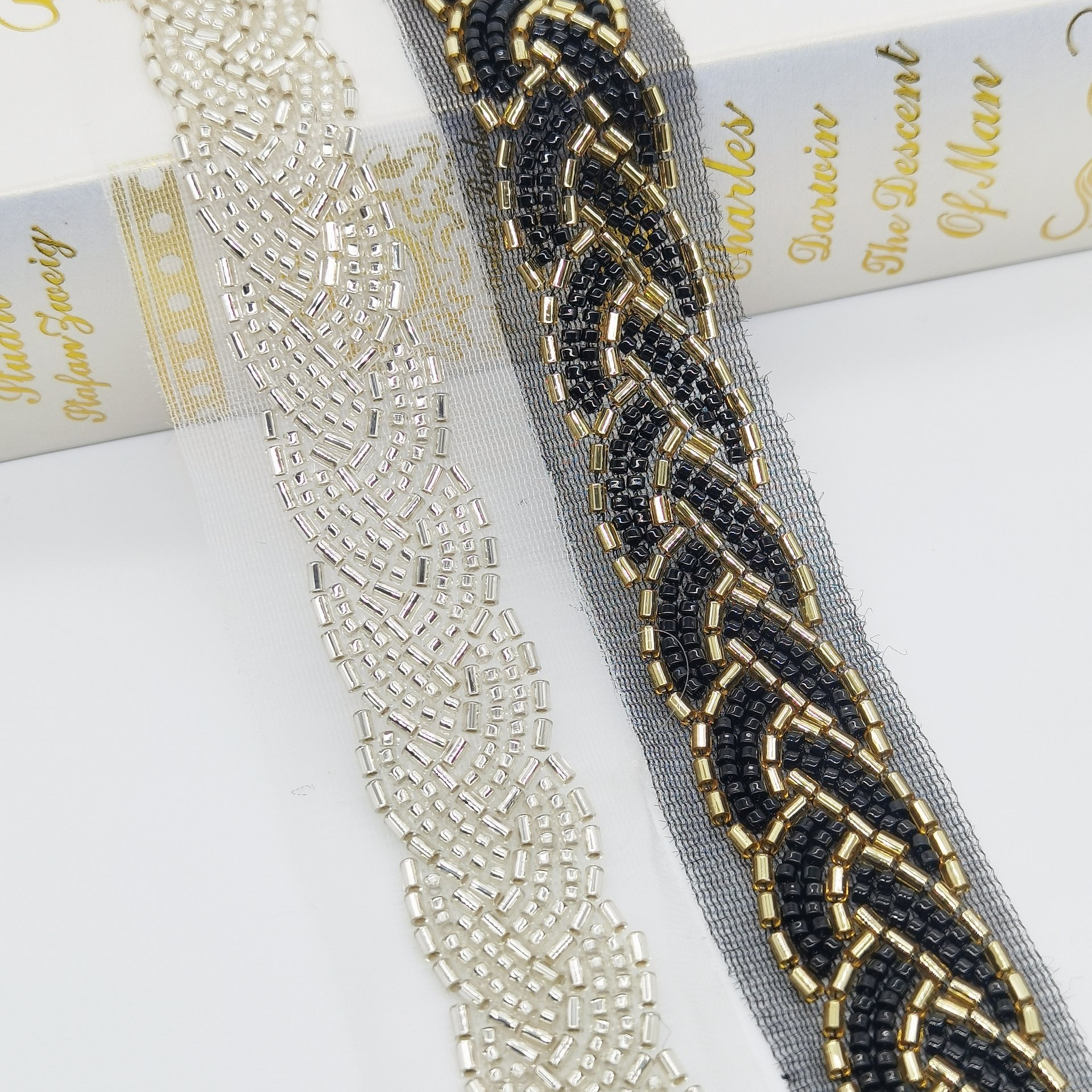 Hot-selling high-quality bridal trimming 3D Flower Lace Trim multi-color custom bead lace trim