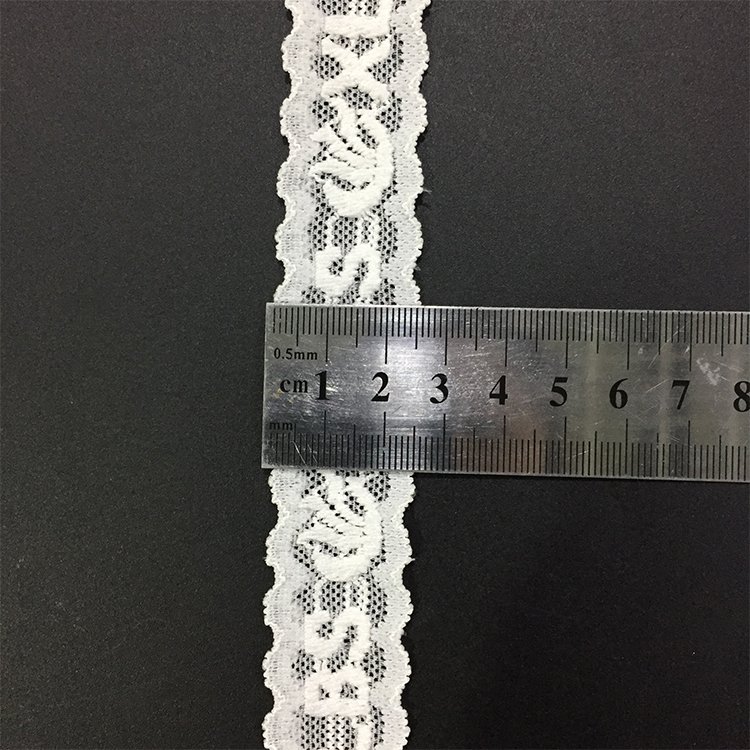 2.5cm Nylon and Spandex Words Design 1 inch Stretch Lace Border Trim