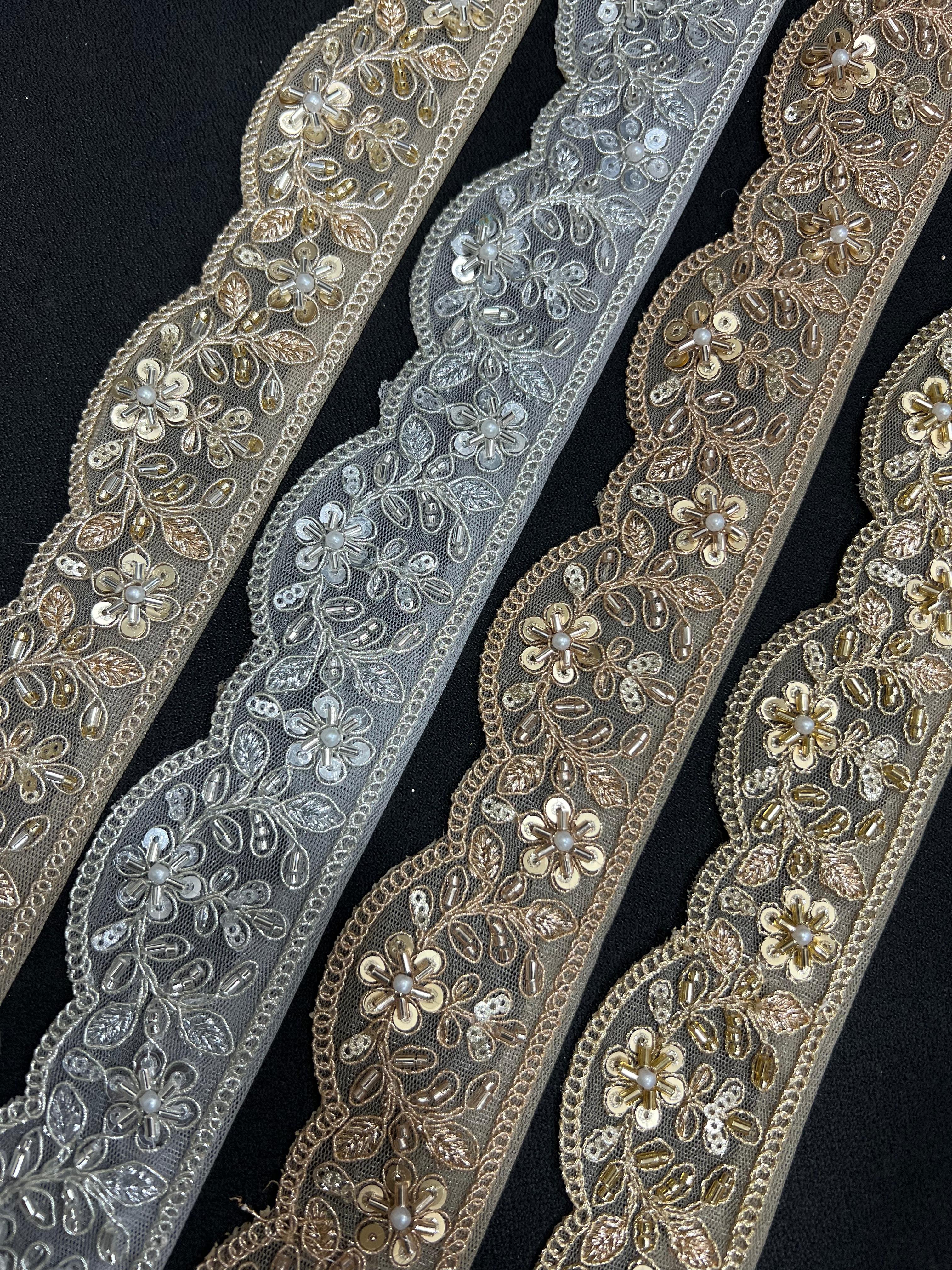 2024 Top Sale Embroidery Webbing Mirror Sewing Lace Trim With Decoration Shiny Dancewear Costume Sequined Lace Trimming Border
