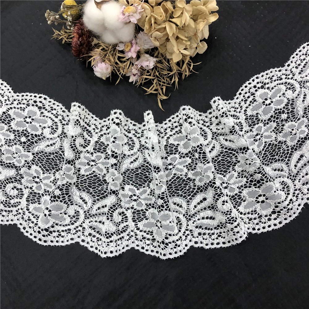 2019 White bridal vintage elastic tulle lace trim fabric for lingerie