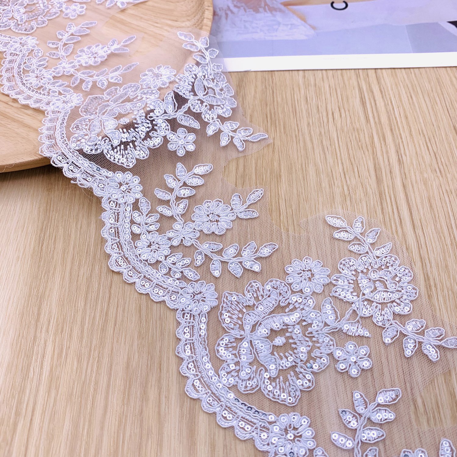 Wholesale Polyester Sequins Encaje Water Soluble Guipure Mesh Organza Shiny Gpo Lace Trim