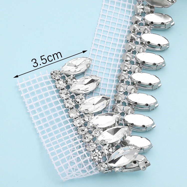 Wholesale 2 row horse eye glass Diy headband ornament jeans jacket accessories glass rhinestone trim