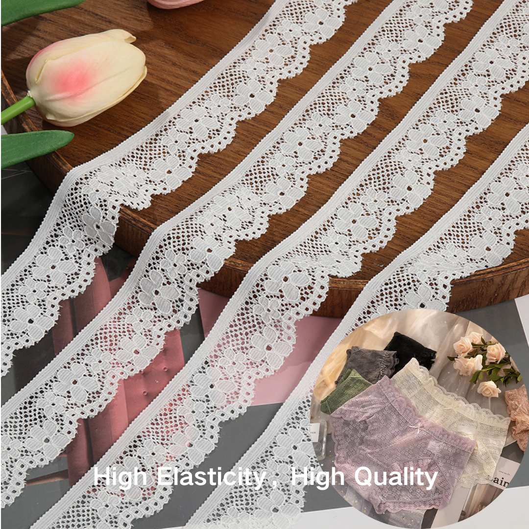 XHJ6302 Stock Wholesale Good Quality New Fancy Stretch Elastic Lace Trim For Underwear And Lingerie Elastic lace
