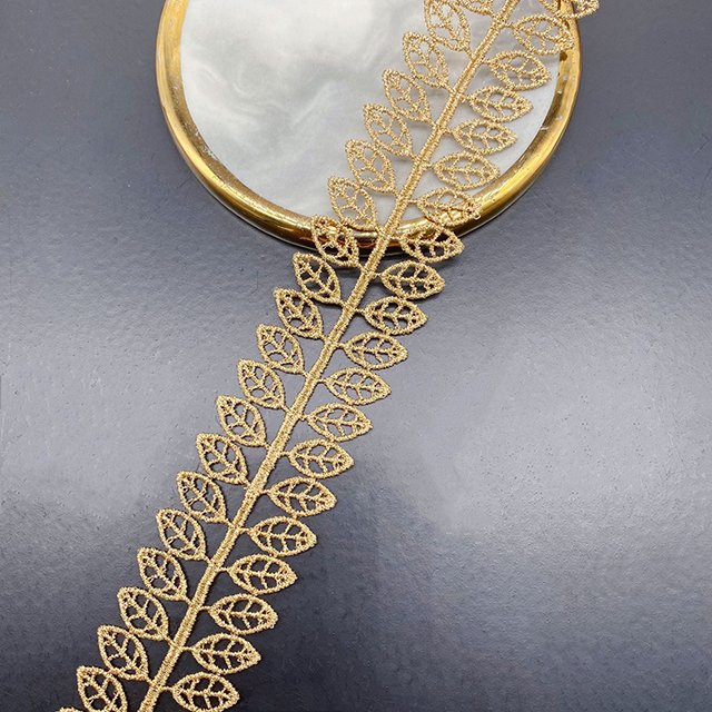 Clothing Accessories Gold Metallic Border Lace Trim Embroidery Lace Trim Gold Lace Trim applique border