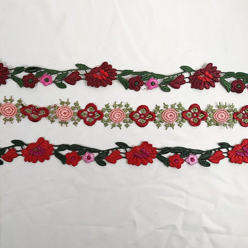 Ribete de encaje wholesale custom border lace trim embroidery trimming