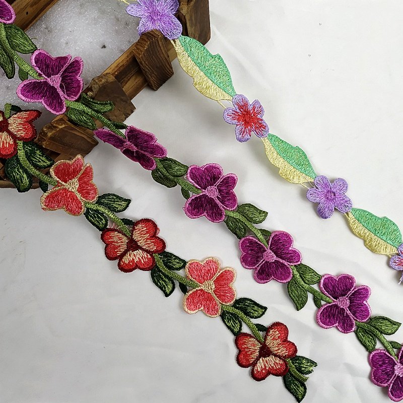 Ribete de encaje wholesale custom border lace trim embroidery trimming