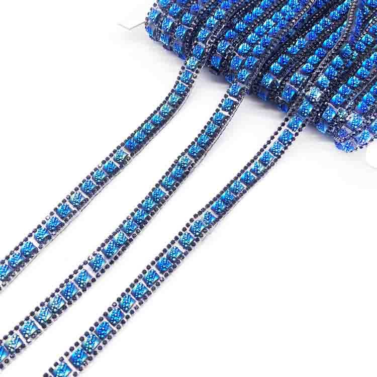 Colorful iron on rhinestone trimming for children carnival costumes