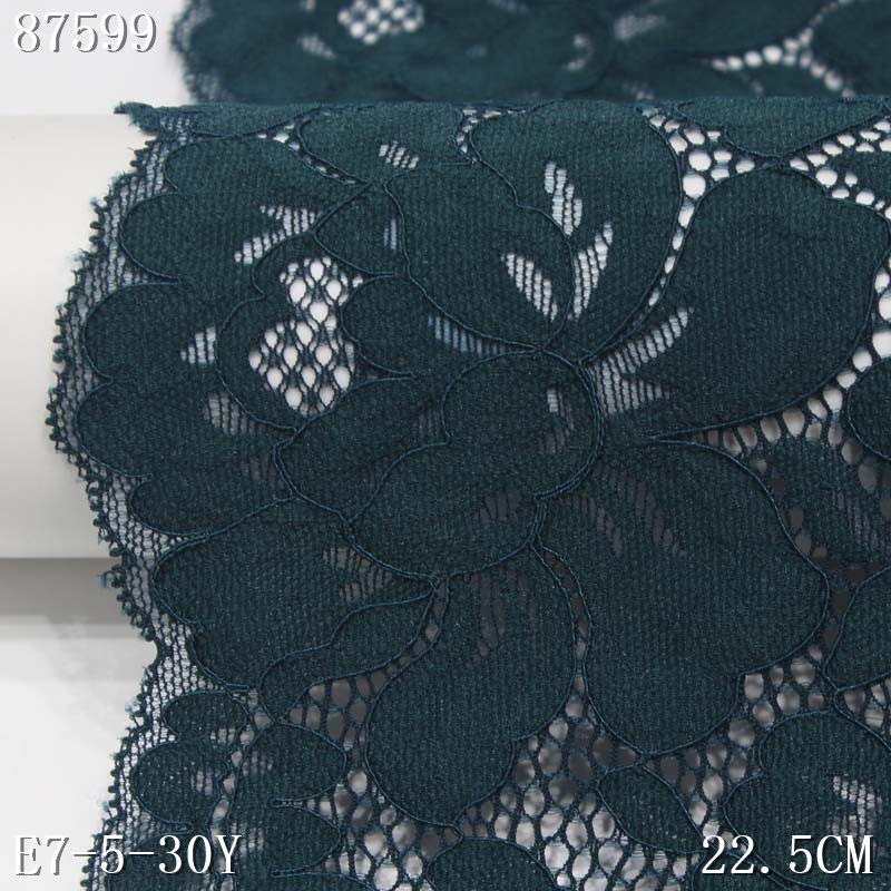 Black Stretch spandex Lace Trim 22CM high quality Knitted Tulle Elastic Lace Fabric For Women underwear Dress Spot Sale