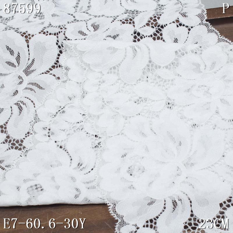 Black Stretch spandex Lace Trim 22CM high quality Knitted Tulle Elastic Lace Fabric For Women underwear Dress Spot Sale