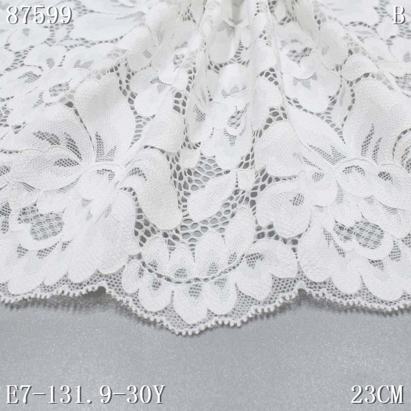 Black Stretch spandex Lace Trim 22CM high quality Knitted Tulle Elastic Lace Fabric For Women underwear Dress Spot Sale