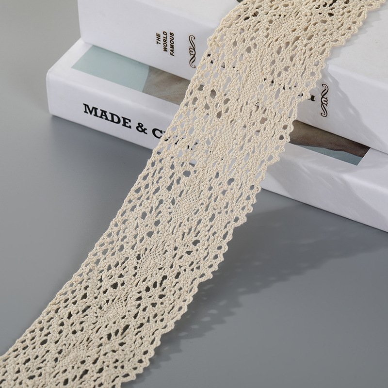 13cm Beige Embroidered Trims for Sewing Cotton Lace DIY Craft Scrap booking Gift Package Wrapping Crafts Not Elastic Sewing Trim