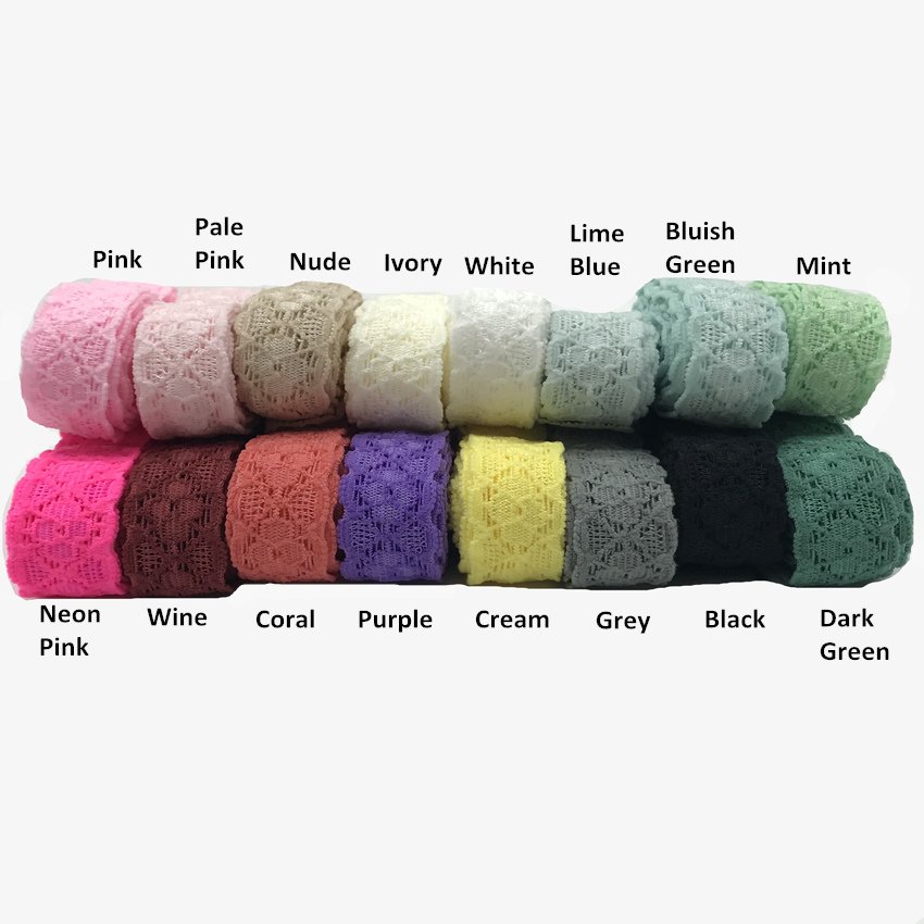 Good Quality 16 Colors 3/4" Lace Elastic Ribbon Gift Webbing Nylon Lace Trim for Hair Tie DIY Headband Garment Sewing Decoration