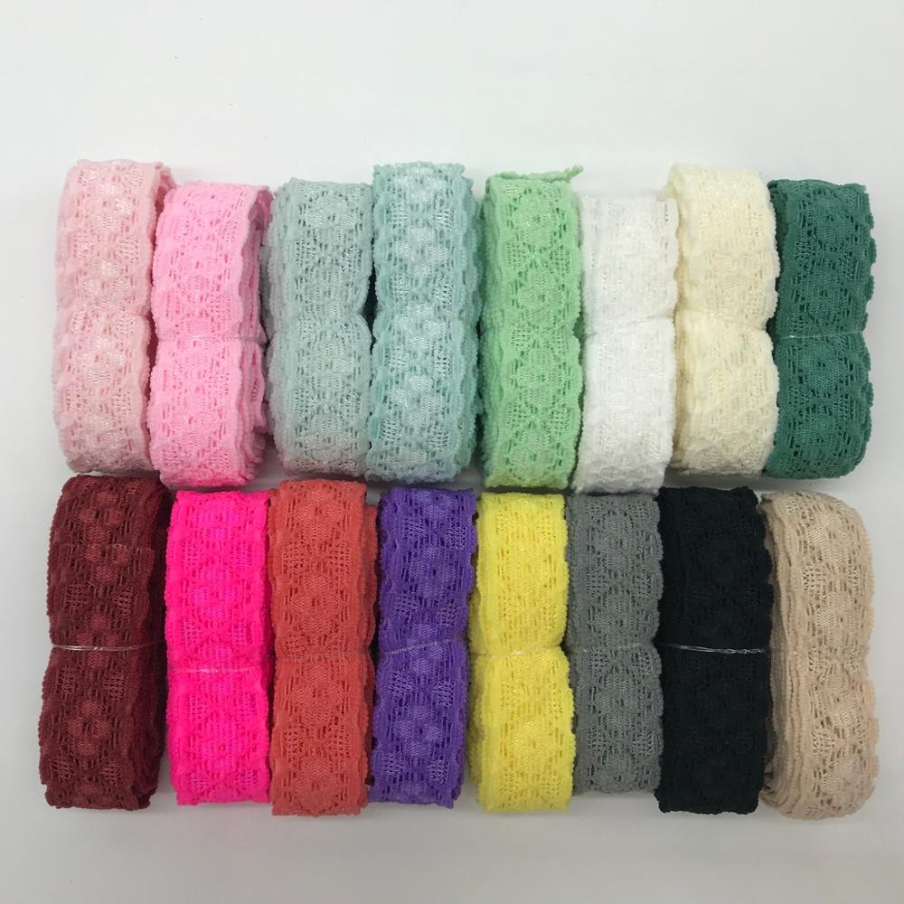Good Quality 16 Colors 3/4" Lace Elastic Ribbon Gift Webbing Nylon Lace Trim for Hair Tie DIY Headband Garment Sewing Decoration
