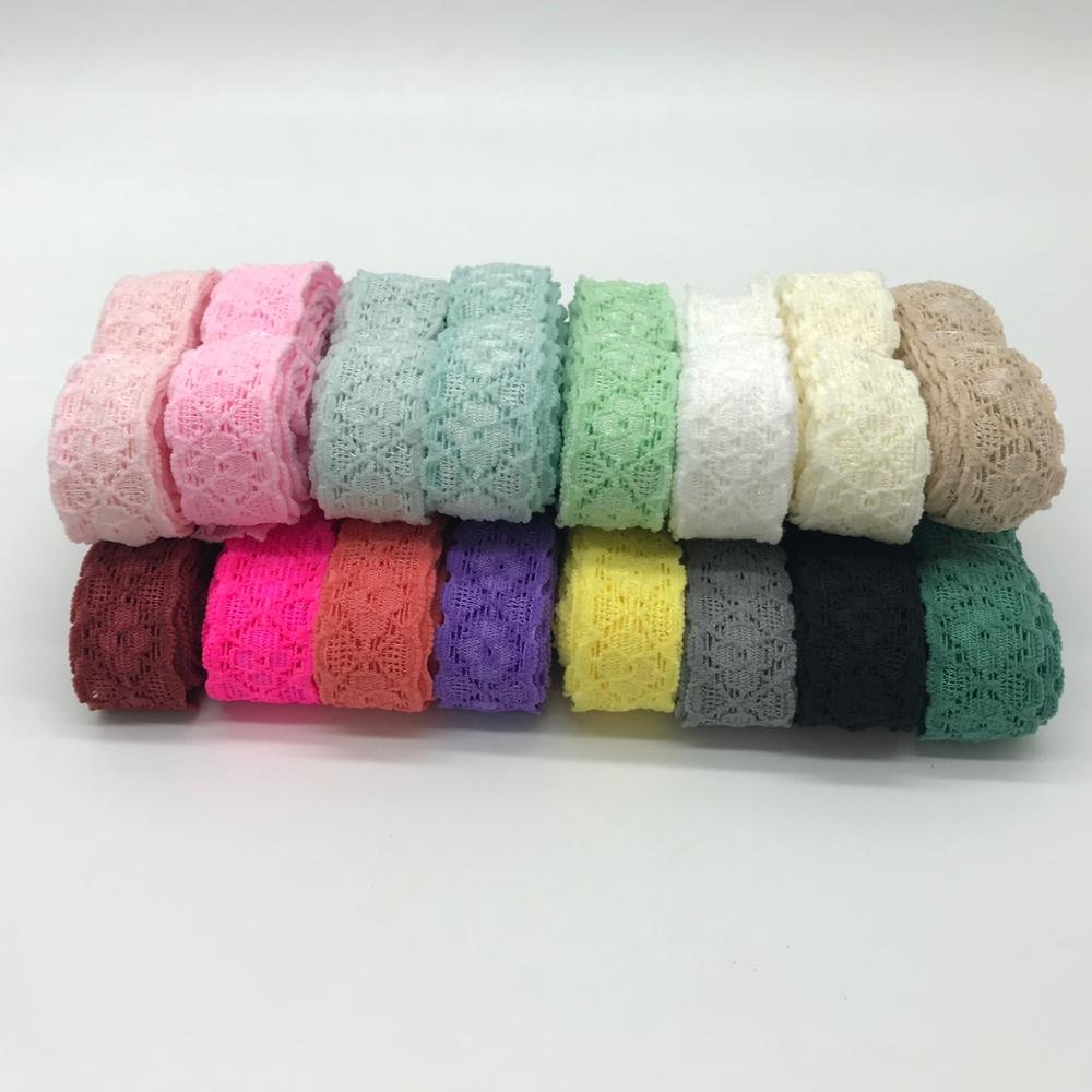 Good Quality 16 Colors 3/4" Lace Elastic Ribbon Gift Webbing Nylon Lace Trim for Hair Tie DIY Headband Garment Sewing Decoration